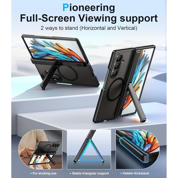 Magnetic case for Samsung Galaxy Z Fold 7 MagSafe hinge protection kickstand - Picture 3 of 8